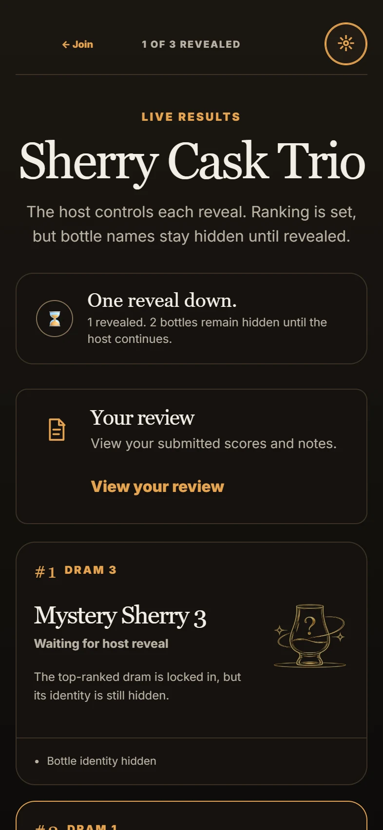 Guest live results screen
